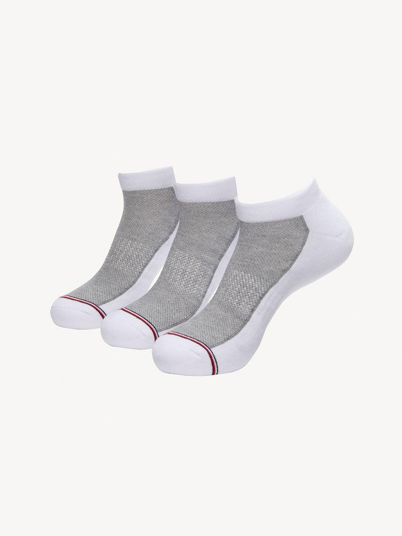 Férfi Tommy Hilfiger Ankle 3PK Zokni Fehér Szürke | HU 1528ZUT